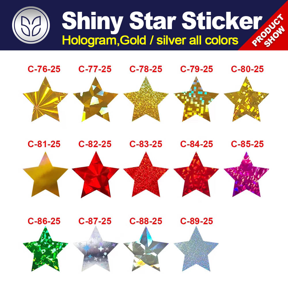 Custom Holographic Star Sticker custom for DIY crafts office and gift package etc