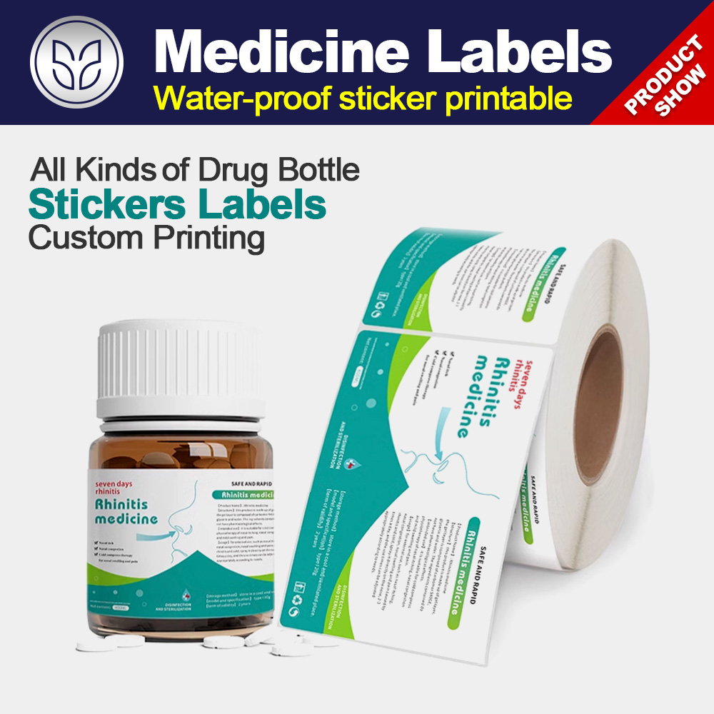 Medicine bottle label sticker custom printing vinyl water-proof drug bottle labels