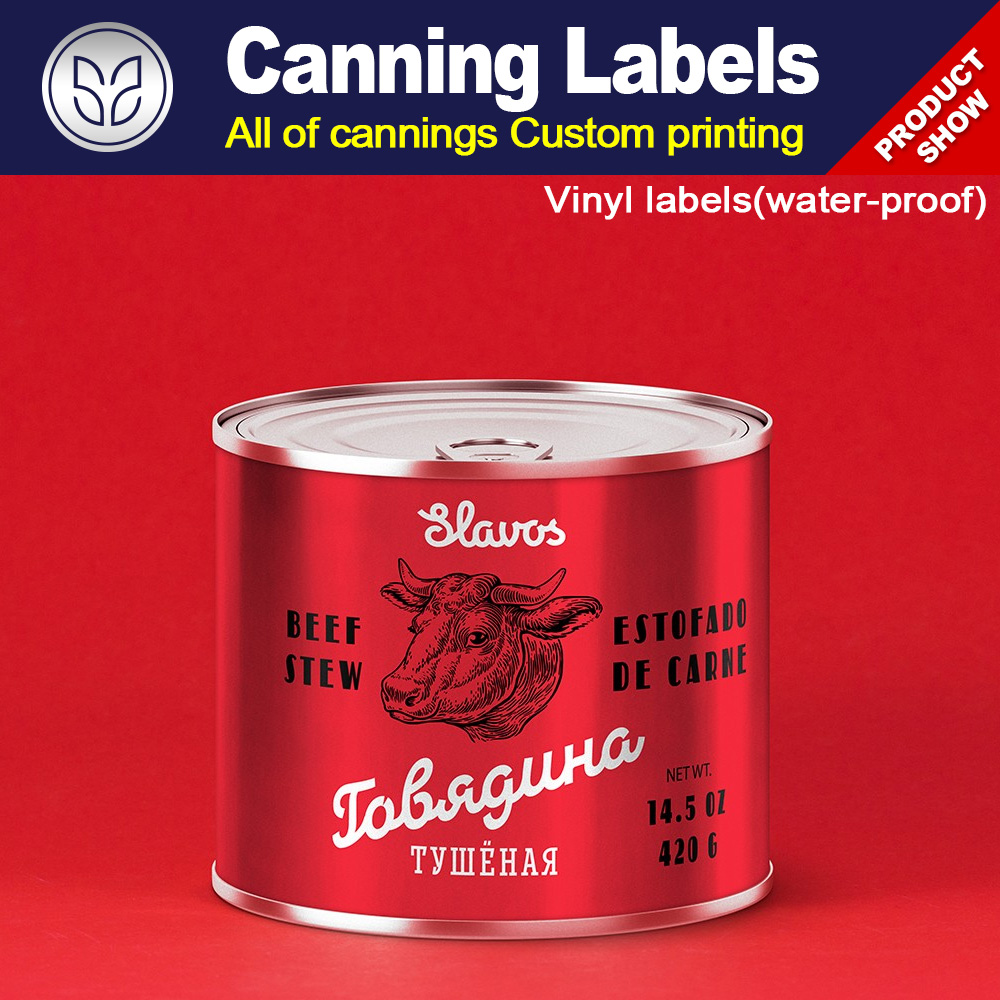 Custom canning labels water-proof paper with a high-quality printing.