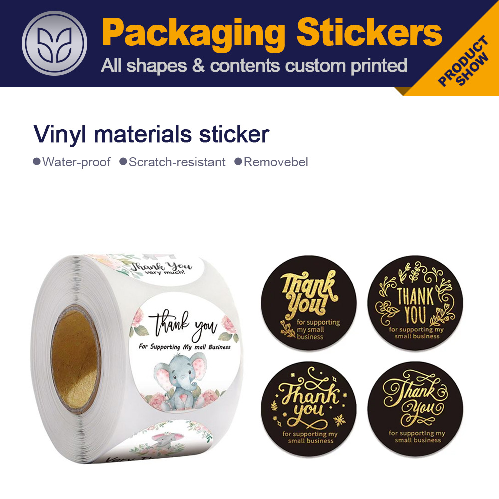 Custom thank you stickers with cool designs for packaging sticker use on